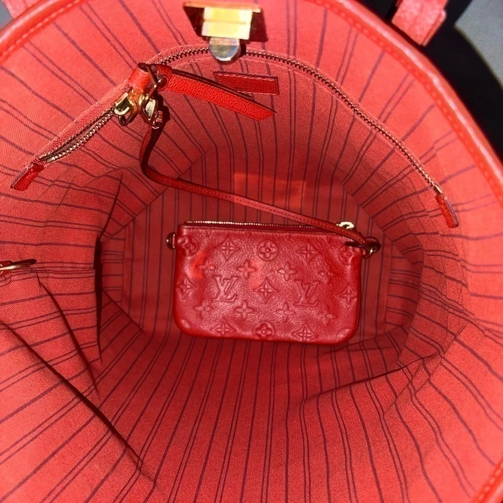 LOUIS VUITTON EMPREINTE LEATHER RED CITADINE PM TOTE BAG - Picture 3 of 14